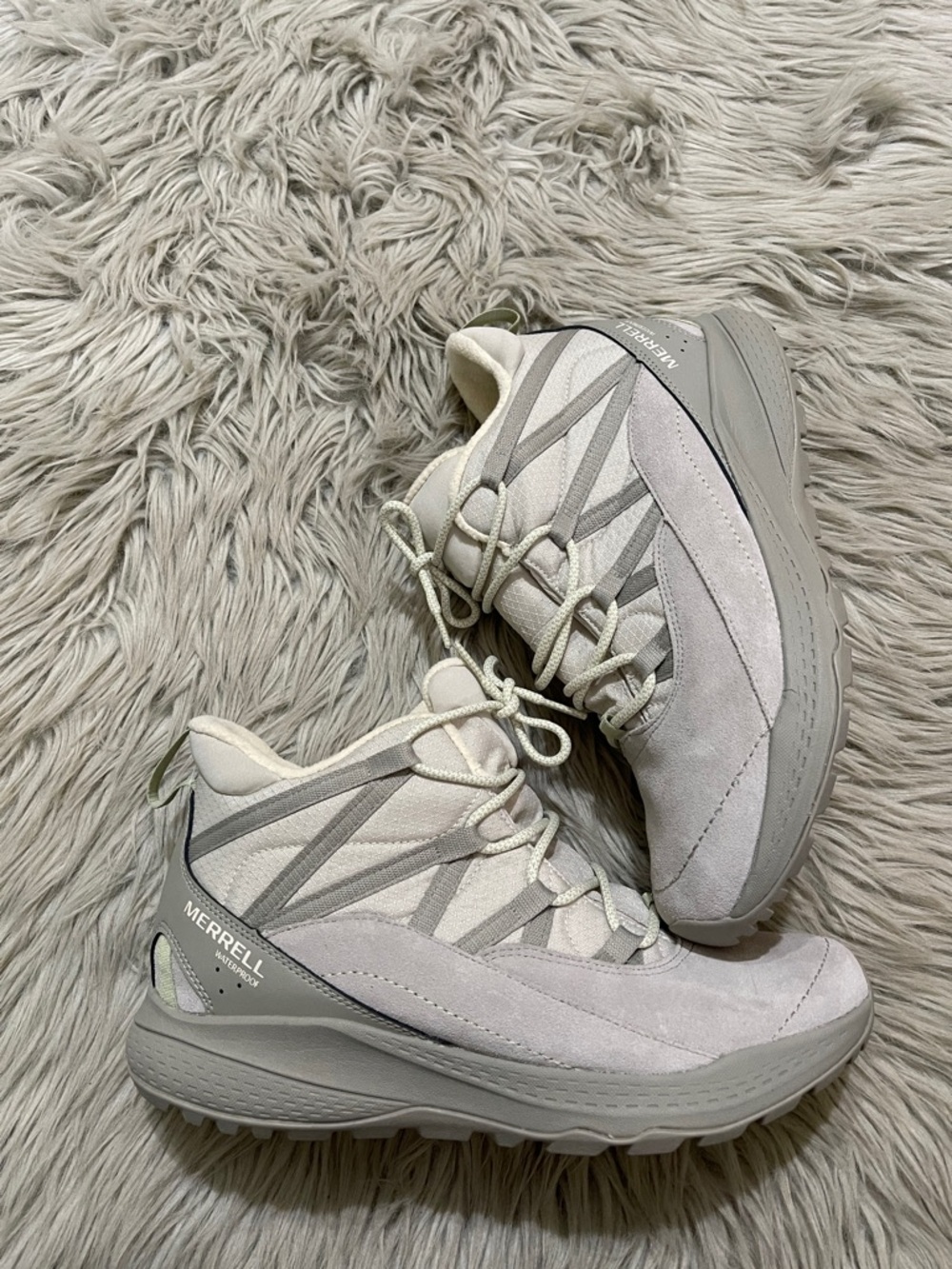 Merrell Women's Light Gray Suede and Mesh Trail Sneakers
